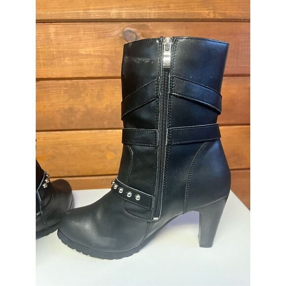 Ride Tec Women's 3 Buckle Riding Boots - Black* Leather * Heeled * Sz 10 - Picture 3 of 10